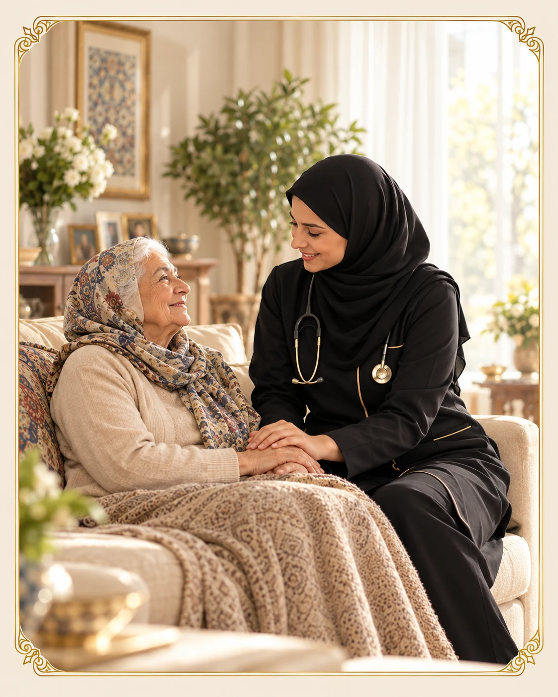 همراهی پرستار و سالمند در محیط خانه